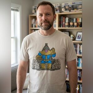 Marvel Tan Thanos Infinity Gauntlet T-shirt Large
